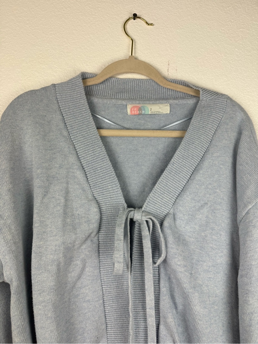Free peoples Light Blue Tie-Front V-Neck Sweater and pants set size S - Picture 7 of 15